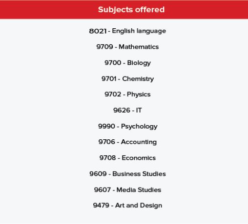Cambridge Advanced Cambridge Advanced Subjects Offered